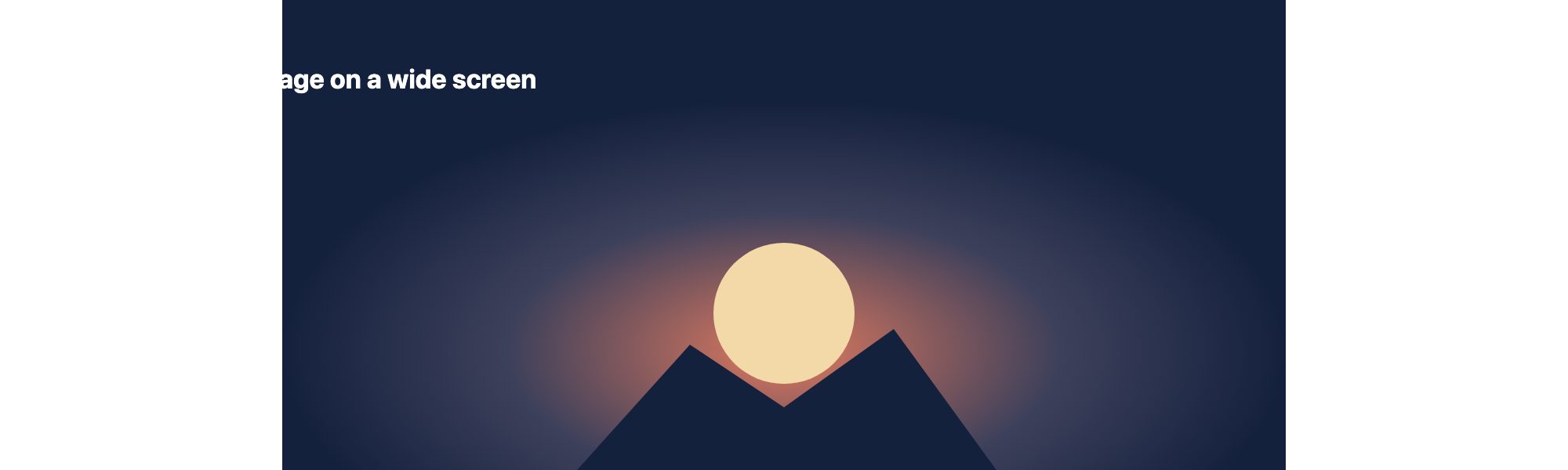 A sunset illustration centred on a very wide page, with plain white bands visible on both sides of the image