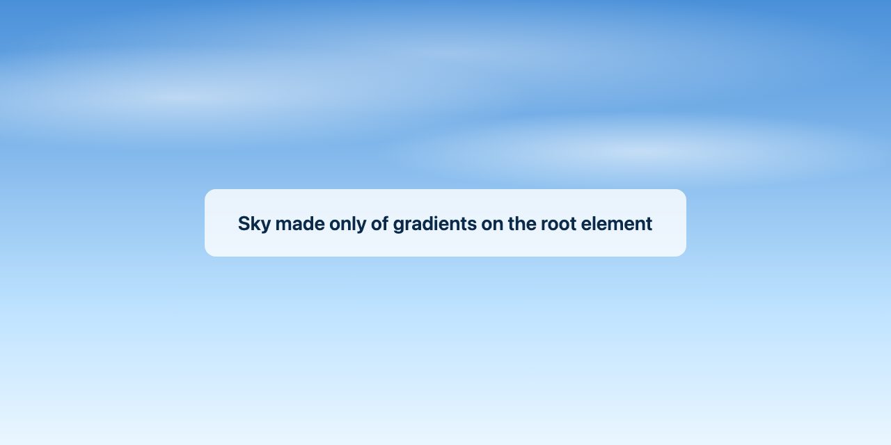 A blue sky gradient with soft white cloud shapes behind a centred card of text